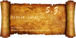 Sifrik Zalán névjegykártya