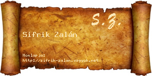 Sifrik Zalán névjegykártya